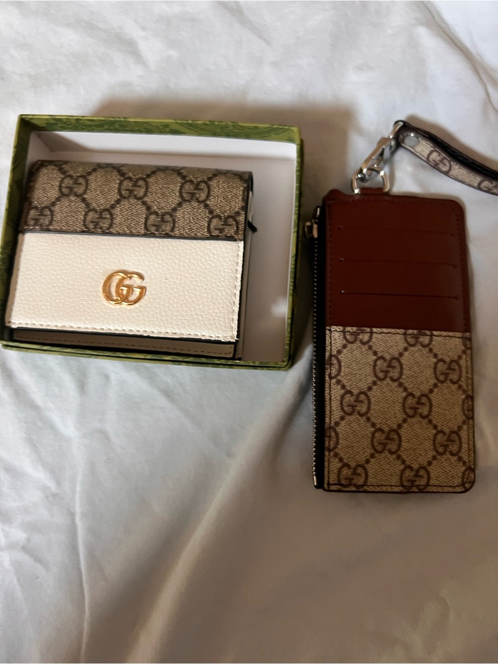 Fashion fun Brown & Cream Monogram Card wallet and card holder Duo - Picture 2 of 4